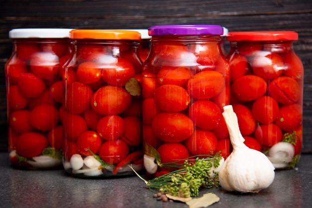 Canned cherry tomatoes Preparations for the winter