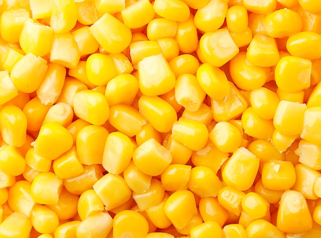 Canned corn background close up. The view from top