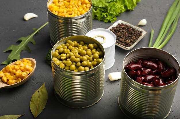 Canned corn peas beans