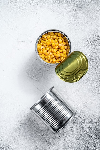 Canned corn in a tin can canned food