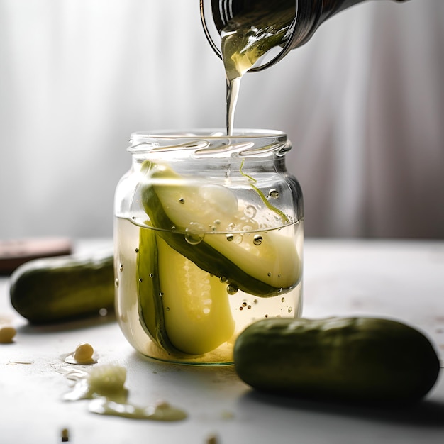 Canned cucumbers in a jar pickles AI generated