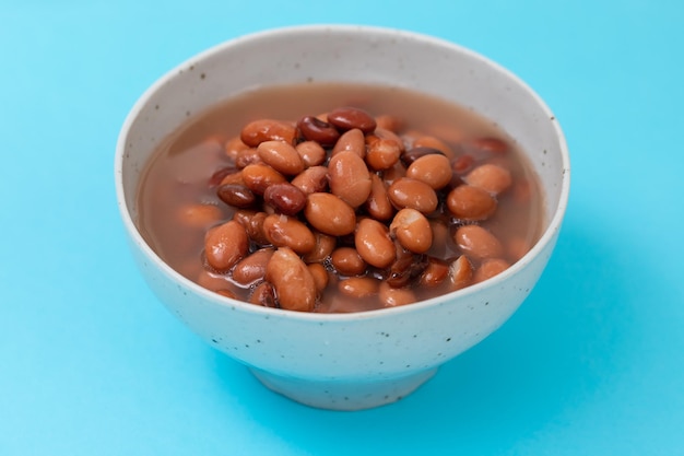 Canned food boiled brown beans on bowl