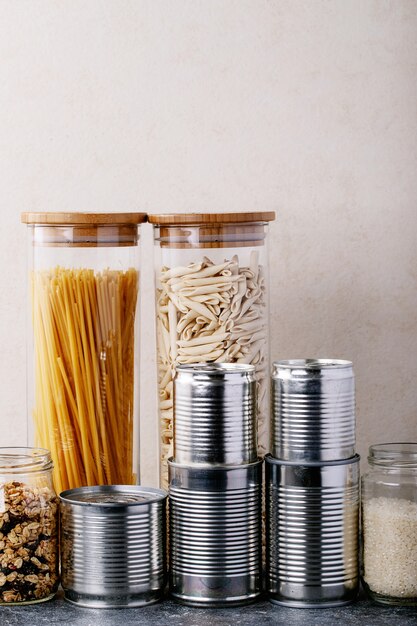 Canned food in metal cans