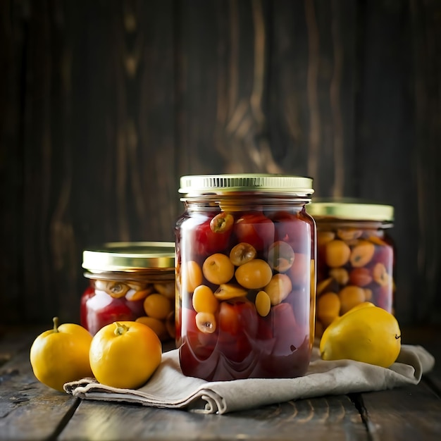 Canned fruit in The kitchen table Food Photography