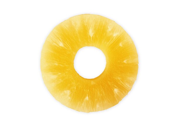 Canned pineapple slice on white background