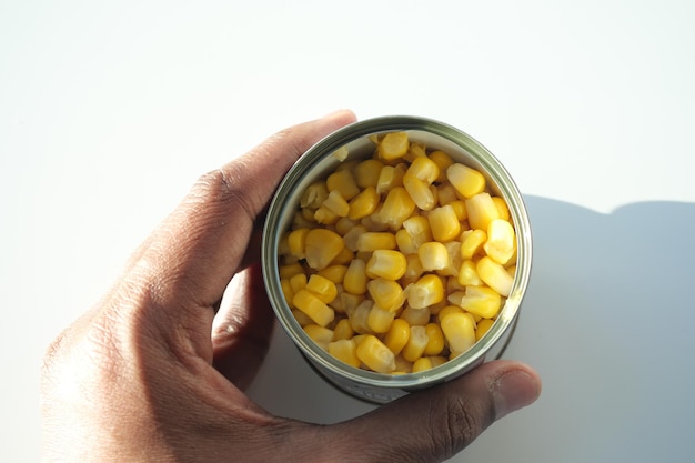 Canned sweet corn close up