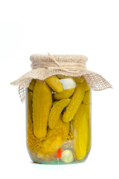 Canned vegetables in glass jar