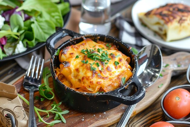 사진 카넬로니 알 포르노 (cannelloni al forno) 는 크리미 리코타와 스파나크 구운 요리로 채워진 구운 파스타 튜브입니다.