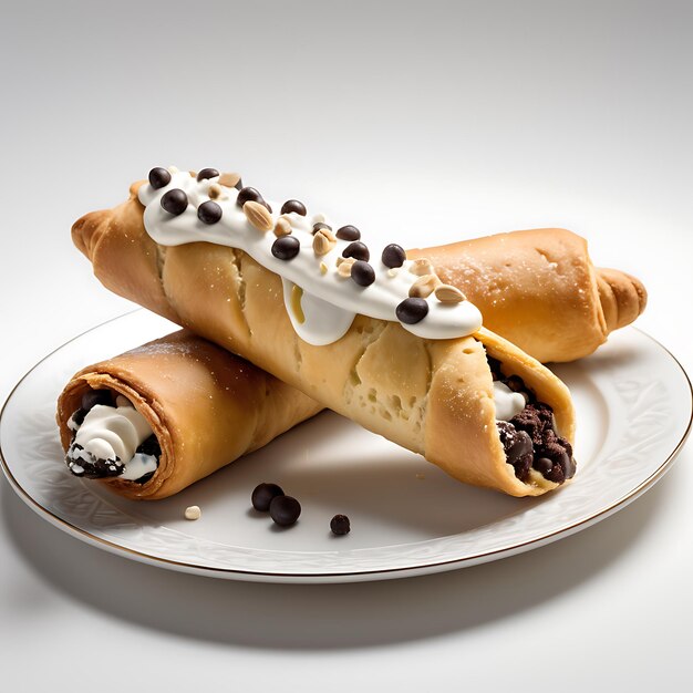 Cannoli on a white background