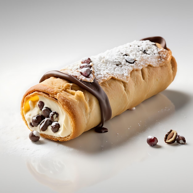 Cannoli on a white background