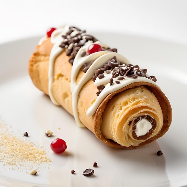 Cannoli on a white background