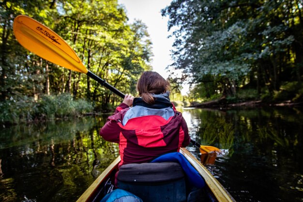 Canoeing on the river kruttinna in poland