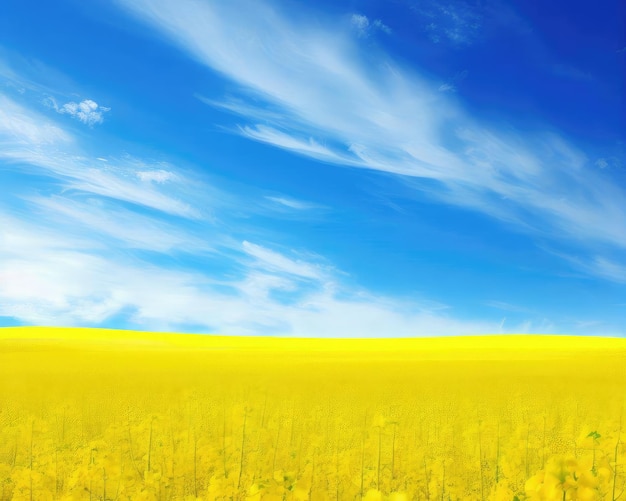 Canola field and blue sky