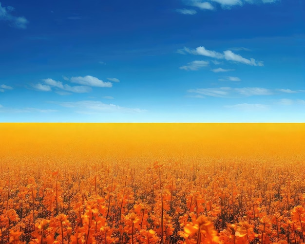 Canola veld en blauwe lucht