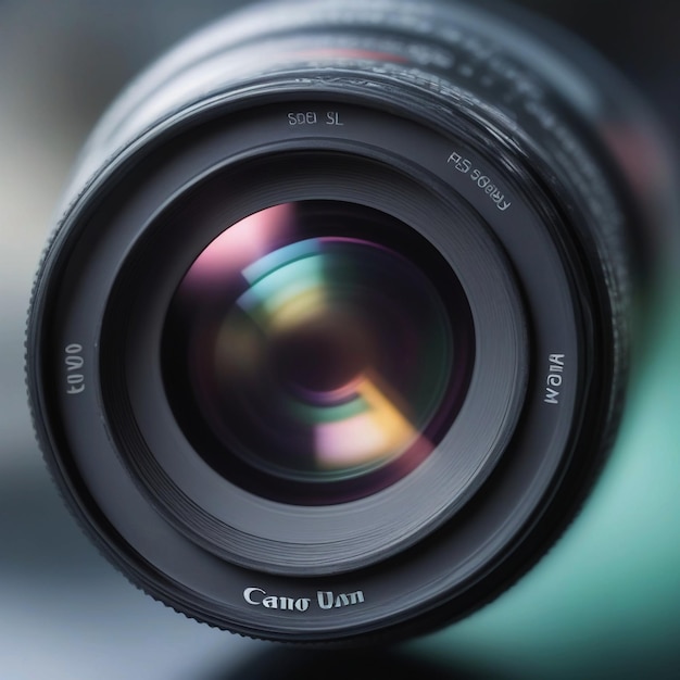 Photo canon lens captures glass in selective focus