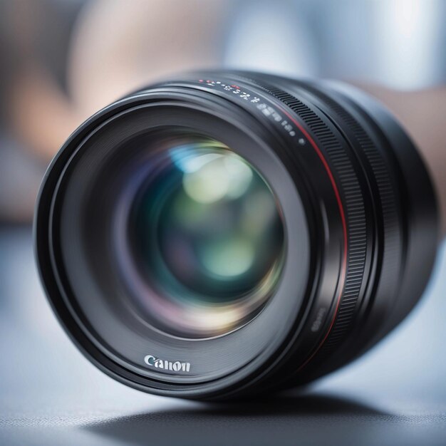 Foto canon lens vangt glas in selectieve focus