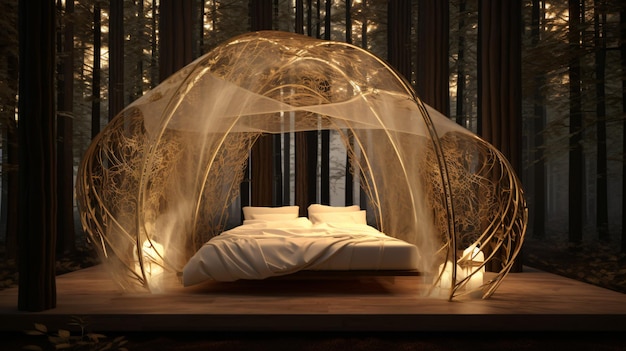 Photo canopy bed in the middle of forest