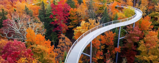 Canopy wandelingen tussen de herfst kleuren verhoogde paden door bossen in brand met de herfst meeslepend schoonheid