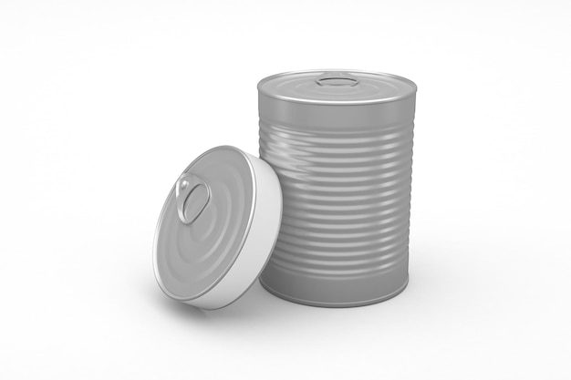 Photo cans in different sizes left side isolated in white background