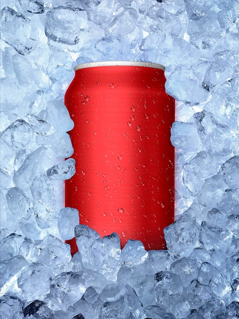 Cans of on ice background