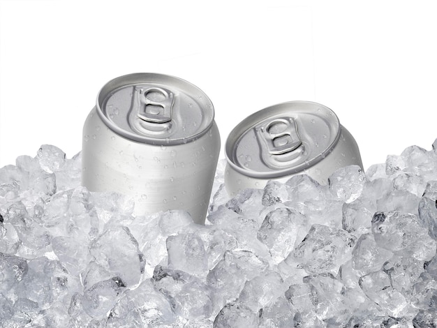 Cans of on ice background
