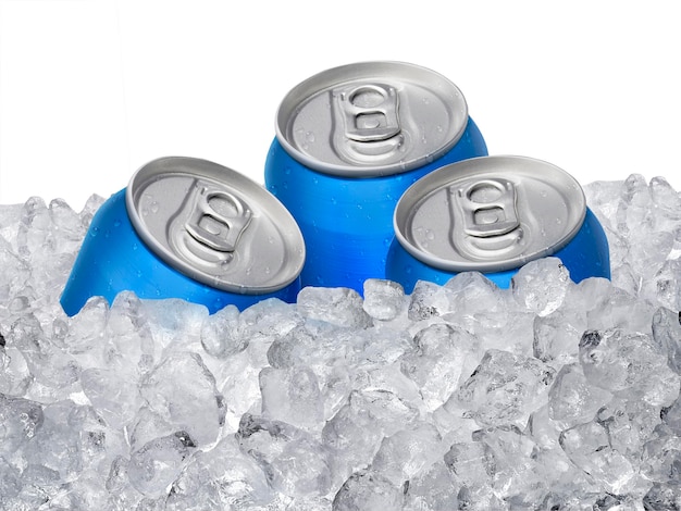 Cans of on ice background