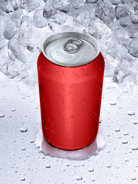 Photo cans on water drops background