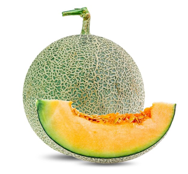 Cantaloupe melon fruit isolated on white background