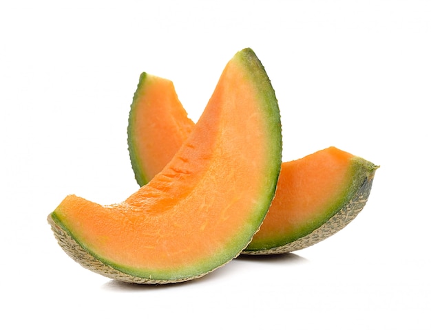 Cantaloupe melon isolated on white surface