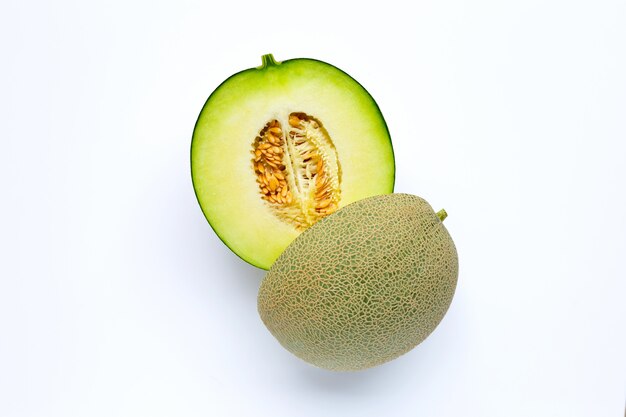 Cantaloupe melon isolated on white.