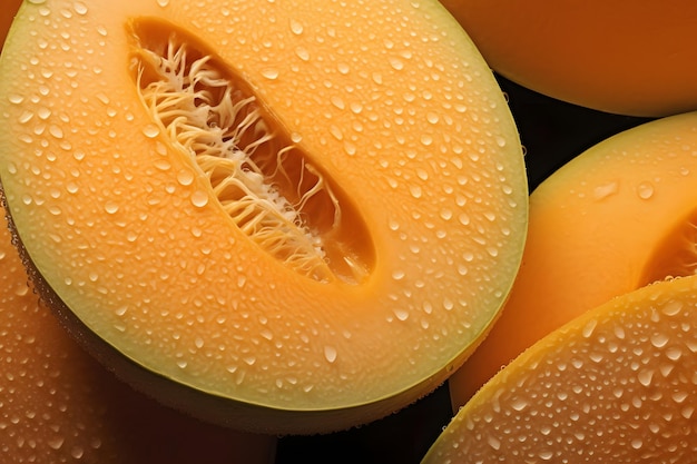 Photo cantaloupe melon and watermelon generative ai