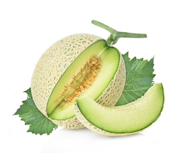 Cantaloupe melon on white background