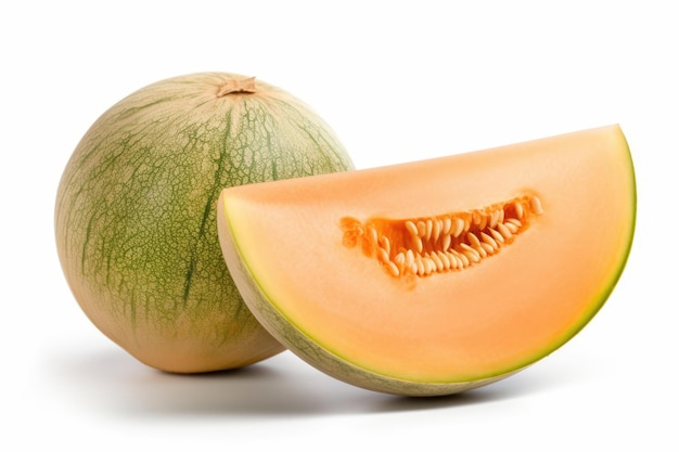 Photo cantaloupe melon on white background