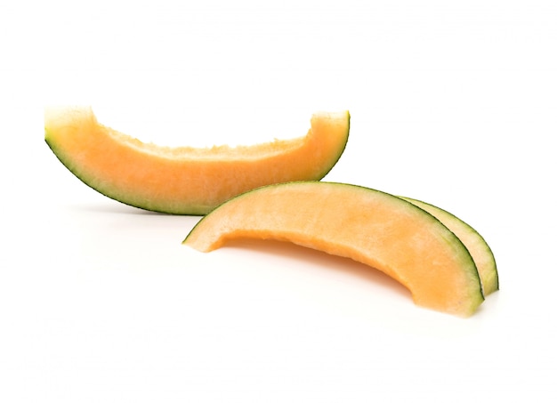 cantaloupe melon on white