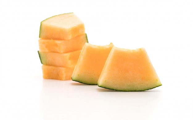 cantaloupe melon on white