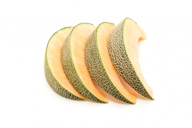 cantaloupe melon on white