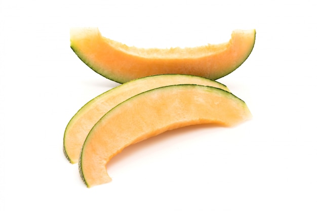 cantaloupe melon on white