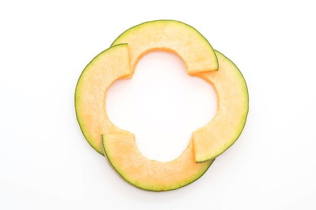 cantaloupe melon on white