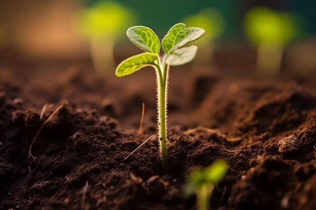 Photo a cantaloupe seedling sprouting in spring