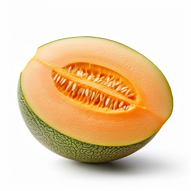 A cantaloupe with the word " on it "