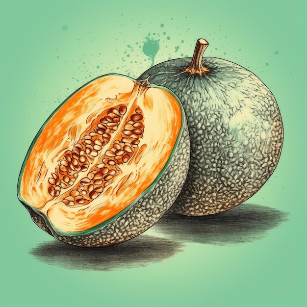 cantaloupes fruit vector illustration for t shirt