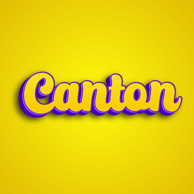 Canton typography 3d design yellow pink white background photo jpg