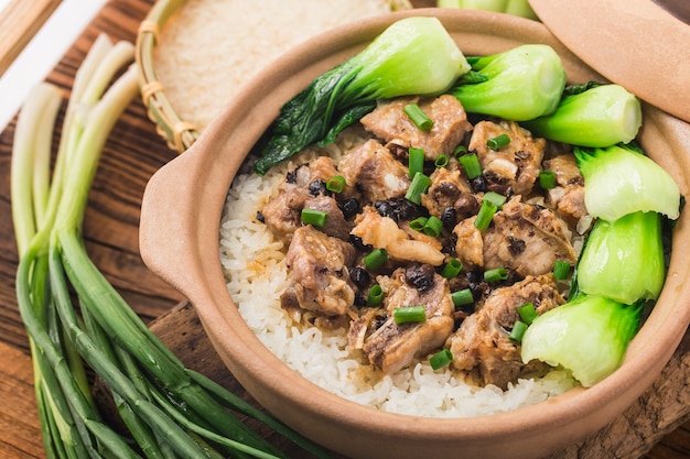 Cantonese style rice with Stewed rice with spareribs