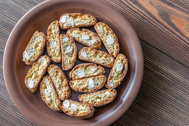 Cantuccini cookies on the plate