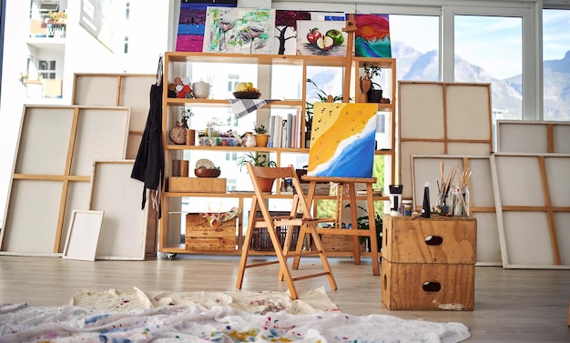 canvas artwork and art studio creative and color with texture calm and abstract with inspiration home shelf and talent of exhibition workplace and painting of fruit watercolor and gallery