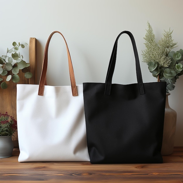 Canvas bag mockup of fabric tote Cloth totebag with handle