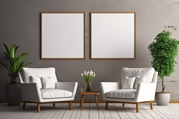 Canvas mockup moderne woonkamer generatieve AI