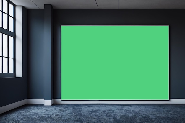 Canvas op de muur van een kantoorruimte zonder meubels grijze en witte toon van kantoor Canvas mockup