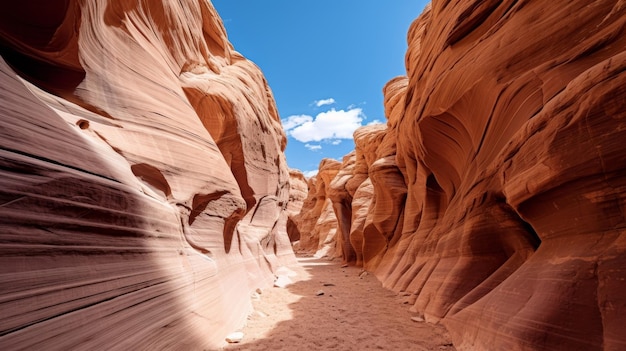 Photo canyon background with blue sky and wall contrast