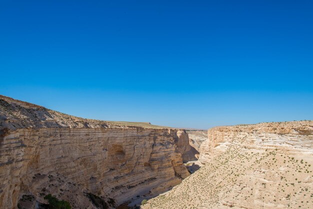 Canyon in de woestijn van de Negev Israel